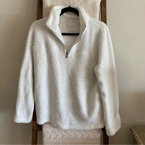 Thread & Supply white teddy super comfy quarter zip pullover